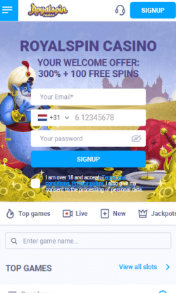 Bezoek de website van Royal Spin casino